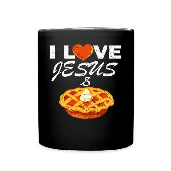 Ich Liebe Jesuss Kürbiskuchen-Zitat-Herz geschenk - Tasse einfarbig - Schwarz - Vorne