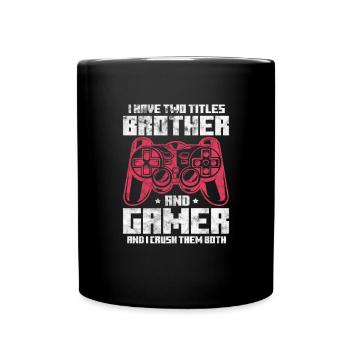 Frère Gamer - Mug uni - noir - Devant