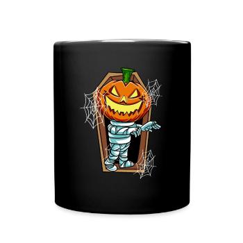 Kürbis Mumie im Grab - Tasse einfarbig - Schwarz - Vorne