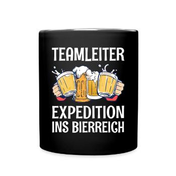 Teamleiter Bier Sprüche Lustig Saufen Feiern Fun - Tasse einfarbig - Schwarz - Vorne