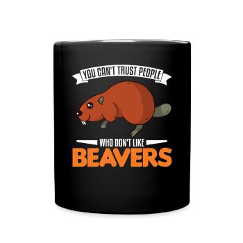 Biber Geschenk Biberdamm - Tasse einfarbig - Schwarz - Vorne