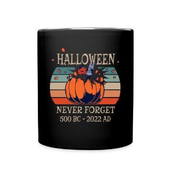 Halloween Never Forget Retro Kürbis Hammer - Tasse einfarbig - Schwarz - Vorne