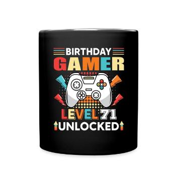 Birthday Gamer Level 71 Unlocked 71 - Full Colour Mug - black - Front