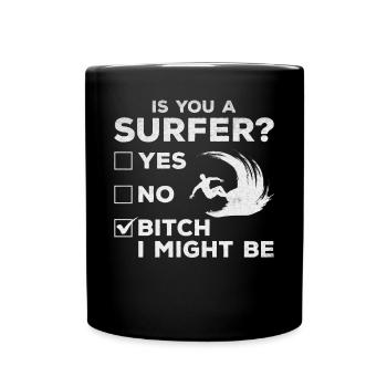 Surfer Êtes-vous un surfeur? Surf de vague Drôle de surfeur - Mug uni - noir - Devant
