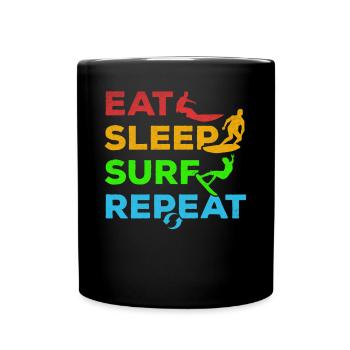 Surf Eat Sleep Surf Repeat - Surfeur de vagues - Mug uni - noir - Devant
