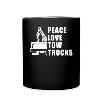 Peace - Love - Tow truck - Full Colour Mug - black - Front