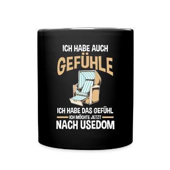 Ostsee Usedom - Tasse einfarbig - Schwarz - Vorne