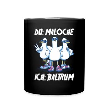 Nordsee Tauben Baltrum - Tasse einfarbig - Schwarz - Vorne