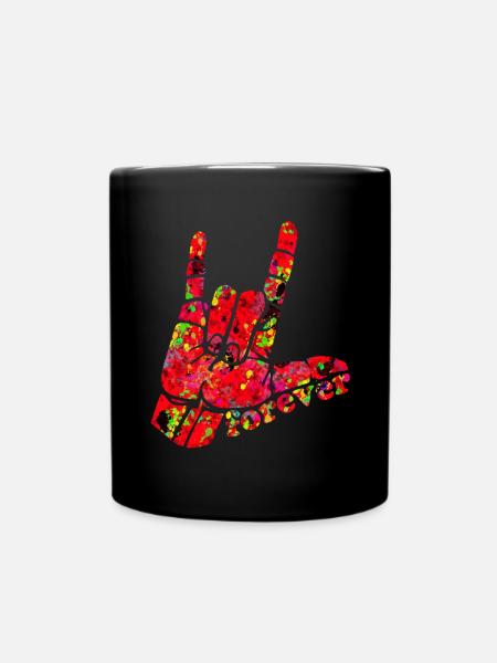 I LOVE YOU forever - Design mit Gebärdensprache - Tasse einfarbig - Schwarz