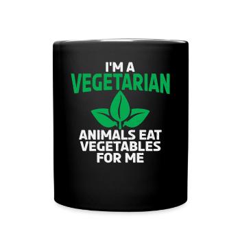 Vegetarische Tiere Essen Gemüse Für Mich Lustiger - Tasse einfarbig - Schwarz - Vorne