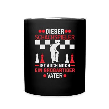 Schachspieler Vatertag Schachverein - Tasse einfarbig - Schwarz - Vorne