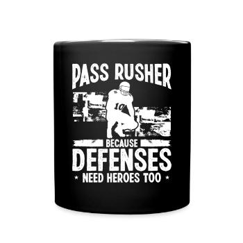 Pass Rusher Defense Player D-Line Run Edge Rusher - Full Colour Mug - black - Front