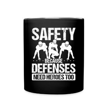 Safeties Player Man to Man Coverage Zone Defense - Full Colour Mug - black - Front
