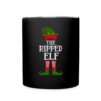 Der Muskel Elf Ugly Christmas Sweater - Tasse einfarbig - Schwarz - Vorne