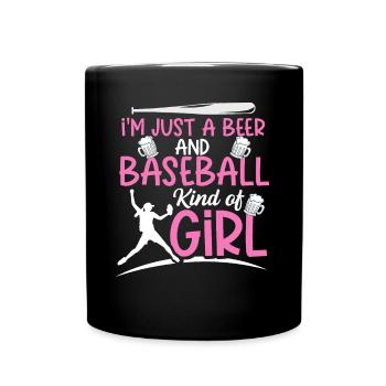 I'm Just A Beer & Baseball Kind Of Girl Baseball - Full Colour Mug - black - Front