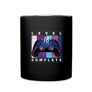 18th Birthday Boys Video Gamer Level 18 Complete - Full Colour Mug - black - Front
