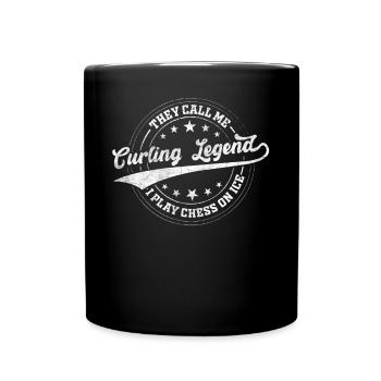 They call me Curling Legend - I play chess on ice - Full Colour Mug - black - Front