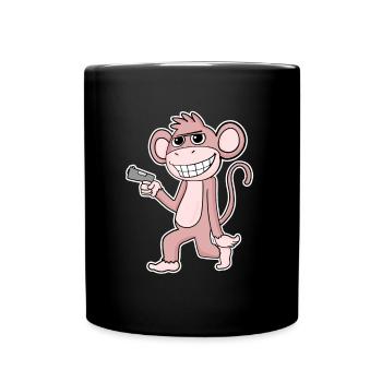 Monkey with pistol - Full Colour Mug - black - Front