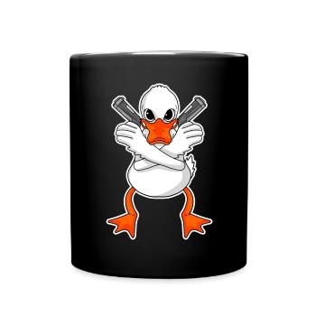 Duck with pistol - Full Colour Mug - black - Front