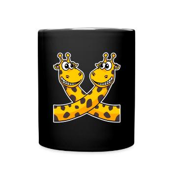 Giraffen Giraffe - Tasse einfarbig - Schwarz - Vorne