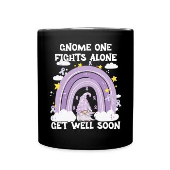 Gnome One Fights Alone Cancer Awareness - Full Colour Mug - black - Front