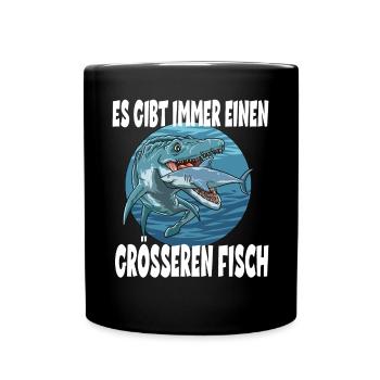 Es gibt immer einen größeren Fisch Elasmosaurus - Tasse einfarbig - Schwarz - Vorne