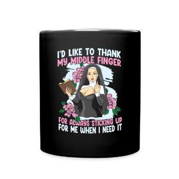 I'd Like To Thank My Middle Finger For Always - Tasse einfarbig - Schwarz - Vorne