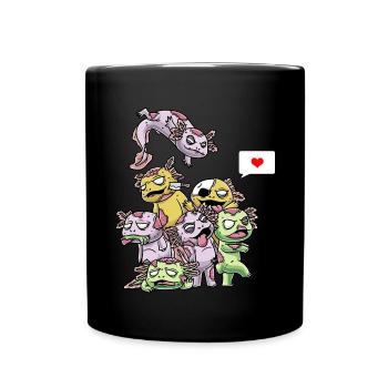 Funny Zombie Axolotl | Creepy Halloween - Full Colour Mug - black - Front