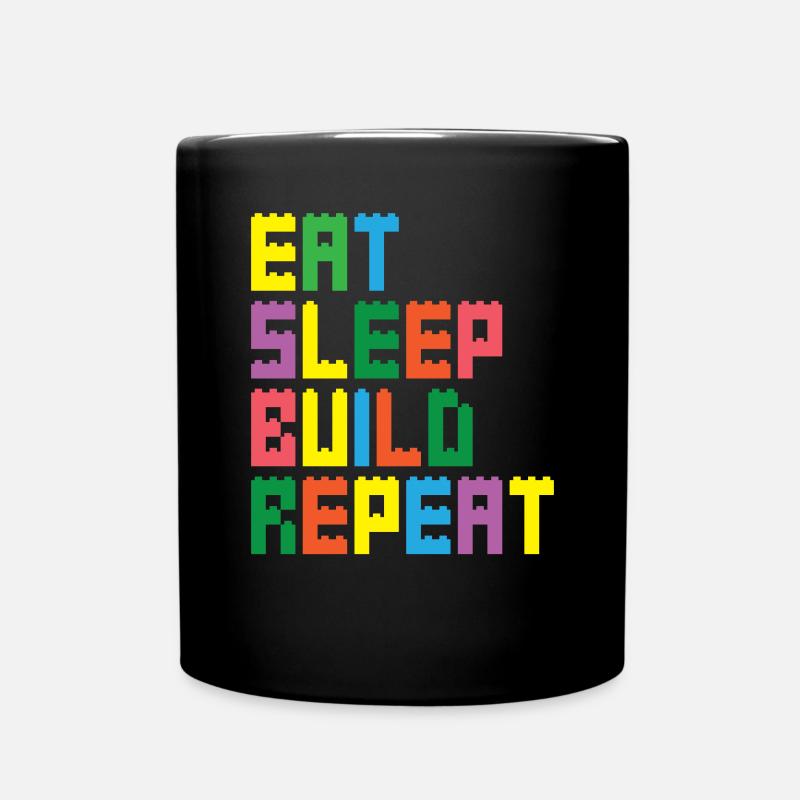 Enfants Blocs de construction Briques Jouets Blocs de serrage - Mug uni - noir