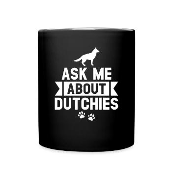 Holländischer Schäferhund Dutch Shepherd - Tasse einfarbig - Schwarz - Vorne