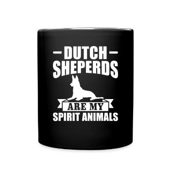 Holländischer Schäferhund Dutch Shepherd - Tasse einfarbig - Schwarz - Vorne