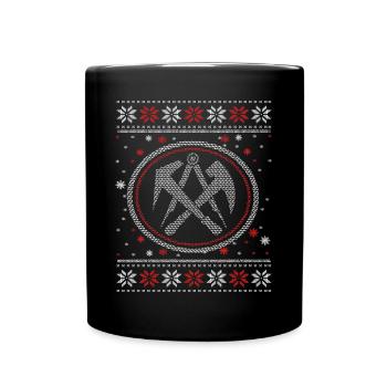 Ugly Dachdecker Motiv Weihnachtszeit Heilig Abend - Tasse einfarbig - Schwarz - Vorne