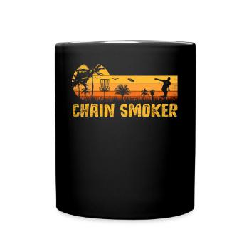 Retro Sunset Chain Smoker Disc Golf - Mug uni - noir - Devant