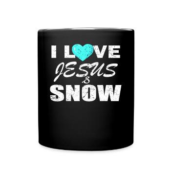 I Love Jesus's Snow Quote Ice Heart Gift - Full Colour Mug - black - Front