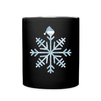 Schneeflocke Weihnachtsmütze Weihnachtsbaum Äste - Tasse einfarbig - Schwarz - Vorne