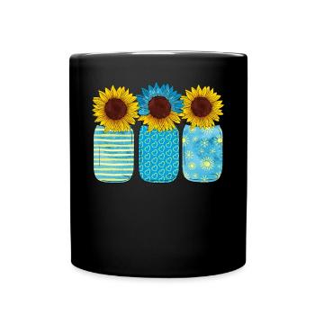 Tournesol Drapeau ukrainien Symbole Cœur - Mug uni - noir - Devant
