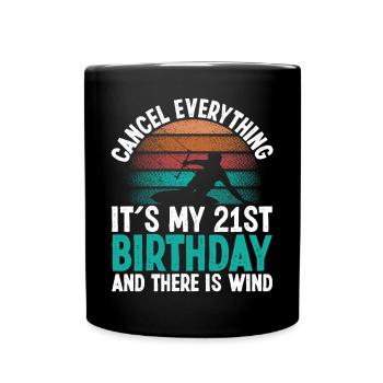 21 Year Old Kitesurfer Kiteboarding 21 Birthday - Tasse einfarbig - Schwarz - Vorne