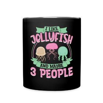 J’aime les méduses et peut-être 3 personnes - Mug uni - noir - Devant