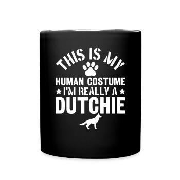 Holländischer Schäferhund Dutch Shepherd - Tasse einfarbig - Schwarz - Vorne