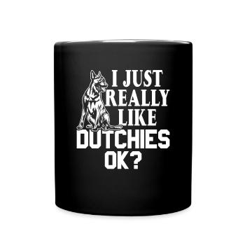 Holländischer Schäferhund Dutch Shepherd - Tasse einfarbig - Schwarz - Vorne