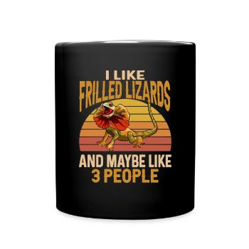Kragenechse Frilled-neck lizard Reptil Herpetologe - Tasse einfarbig - Schwarz - Vorne
