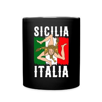 Drapeau de la Sicile Sicile Palerme Italie - Mug uni - noir - Devant