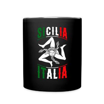 Drapeau de la Sicile Sicile Palerme Italie - Mug uni - noir - Devant