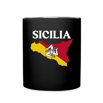 Sizilien flagge Sizilien Palermo Italien - Tasse einfarbig - Schwarz - Vorne