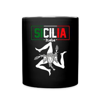 Sizilien flagge Sizilien Palermo Italien - Tasse einfarbig - Schwarz - Vorne