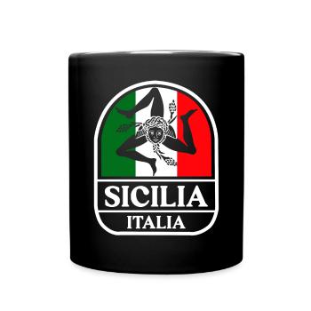 Sizilien flagge Sizilien Palermo Italien - Tasse einfarbig - Schwarz - Vorne