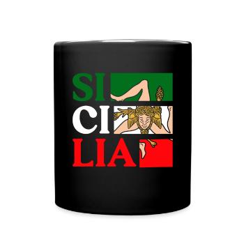 Sizilien flagge Sizilien Palermo Italien - Tasse einfarbig - Schwarz - Vorne