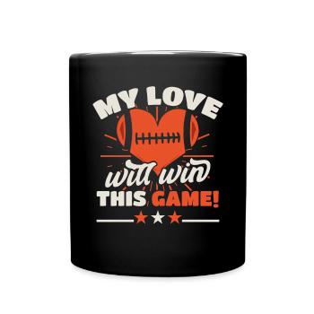 Herzballspiel Mannschaftssportler - Tasse einfarbig - Schwarz - Vorne