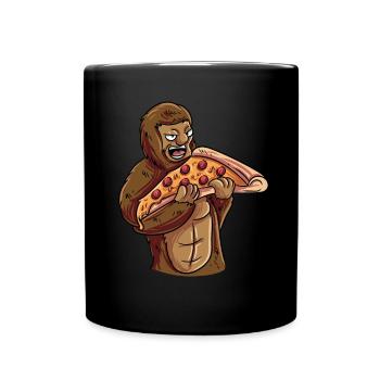 Bigfoot isst Pizza Foodie - Tasse einfarbig - Schwarz - Vorne