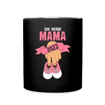 Mutter 2023 Schwanger Werdende Mama - Tasse einfarbig - Schwarz - Vorne